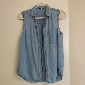Chambray button up tank top